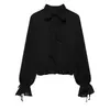 Top Elegante de Moda 2026 Estilo Europeo y Americano Transfronterizo para Mujer al por Mayor Espalda Descubierta Lazo Plisado 7819627