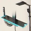 Chuveiro de Banheiro para Casa, Alumínio Espacial Cinza-Arma Transfronteiriço, Quatro Funções, Pressurizado, Quente e Frio, Display Digital, Luz Ambiente, Venda por Atacado