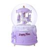 Carrusel de Corazón Girly Bola de Cristal Musical para Niños Caja de Música Luz Nocturna Adorno de Escritorio Regalo para Estudiante