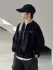 Moletom de outono com zíper parcial para meninos, novo modelo 2026, blusa solta de manga longa estilo coreano para crianças mais velhas, blusa básica de outono