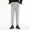 Pantalones de Negocios Ajustados de Nueve Puntos para Hombre, Suaves, con Caída, Adelgazantes, Cómodos, Pantalones de Traje de Estilo Nuevo, Resistentes a las Arrugas, Pantalones Rectos para Hombre