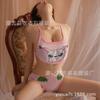 Roupa Íntima Sensual Feminina Dividida Roupa de Banho Brincadeira Digital Bebê Paixão Sensual Casais