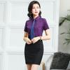 Camisa roja, negra y azul de manga corta con logo bordado transfronterizo para hombre y mujer, mismo estilo, atuendo profesional de verano, overol de hotel, ropa de trabajo