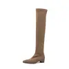 Novas botas elásticas macias de bico fino para outono e inverno, que afinam a silhueta, ultrapassam o joelho, com aumento interno de 5cm de altura, botas altas que envolvem a perna com forro de fleece e meias de perna longa