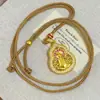 Tienda de Oro Mismo Estilo Colgante Hueco de Buda con Diamante Rosa y Diseño de Calabaza para Mujer, Cadena de Collar de Oro Imitación con Oro Arena y Colgante de Buda Incrustado con Diamantes