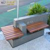 Taburete de Cemento de Madera Antiséptico Personalizado Paisaje de Avenida Urbana Silla de Espera Área de Ocio de Centro Comercial Descanso Asiento Curvo