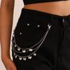 DZ0046 Cadena de cintura de metal transfronteriza europea y americana para mujer, cadena de pantalones estilo hip-hop con diseño de mariposa, cadena corporal apilada de tres capas, joyería