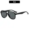 Gafas de Sol Clásicas Retro Europeas y Americanas de Doble Puente Versátiles para Fotografía Callejera Moda Chica Popular Ocio al Aire Libre Protección Solar Gafas de Sol Transfronterizas