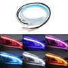 Luz de LED para carro ultra-fina luz diurna guia barra de luz start scanning luz de seta de duas cores fita de luz barra de luz decorativa