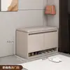 Banqueta para trocar de sapato para casa, hall de entrada, minimalista moderno, banco de sapatos, assento, armário baixo integrado, armazenamento à prova de poeira, pequeno armário de sapatos