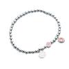 Pulsera de Donut de Plata 925 Cuentas de Plata de Ley 925 Donut Rosa Colgante de Nube Blanca con Cuentas Sonrientes