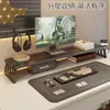 Soporte para monitor de computadora, organizador de escritorio, elevador de monitor de oficina de madera maciza, almacenamiento para estación de trabajo