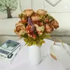 Peonía de 13 Cabezas Flor de Simulación Envuelta en Núcleo Europeo Flor de Peonía Hogar Boda Versión Mejorada Transfronteriza Rosa Occidental Flor Artificial
