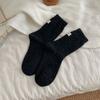 Meias de lã com etiqueta de pano de ovo estilo coreano para crianças outono e inverno, meias grossas de fio quente e grosso, meias de tamanho médio, meias empilhadas Dongdaemun