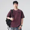 Nova camiseta de peso pesado 320g 2026, gola redonda, estilo americano, acabamento pesado, lavagem Asut, logo no peito, mangas curtas