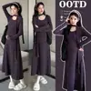 Vestido de Tricô com Gola Redonda e Fita de Cor Sólida para Outono e Inverno, Novo Estiloso da Moda para Mulheres, Camada Interna, Vestido Longo Evasê