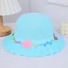 Sombrero de Paja Personalizado para Niños Verano Princesa Dibujos Animados Corona de Flores Sombrero de Protección Solar Vacaciones al Aire Libre Sombrero de Sol para Bebé en la Playa