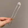 Elegante Pasador de la Dinastía Han Peine en Forma de U Artefacto para el Cabello Pasador con Cabeza de Bola Estilo Antiguo Adorno Fijo para el Cabello para Mujeres en la Parte Posterior de la Cabeza
