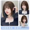 Peruca Feminina Moda Natural Cobertura de Cabeça Completa Novo Estilo Manchado Neblina Azul Curto Cabelo Liso Verão Fino Capa de Peruca Completa