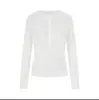 Outono 2026 Nova Blusa Casual de Caimento Relaxado com Gola Meio Aberta Camiseta Versátil de Manga Longa Solta Emagrecedora