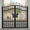 Puerta de Patio de Hierro Forjado Estilo Europeo Puerta de Jardín Villa de Campo Pasillo Exterior Doble Puerta Batiente Entrada Simple/Doble Pasillo de Acceso Puerta de Hierro