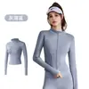 Chamarra de Yoga para Mujer Manga Larga Cuello Alto Secado Rápido para Correr Top Deportivo Ropa de Pilates Yoga Corte Ajustado Ropa de Fitness Transpirable