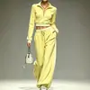 Ropa de mujer transfronteriza europea y americana 2026: conjunto de dos piezas, top casual, simple, de color liso y manga larga, y pantalones holgados de pierna ancha