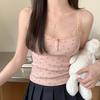 9112 # Estilo Desejo Puro Roupa Íntima com Camisola de Seda Gelada, Top Sem Mangas Floral com Botões e Detalhe em Renda para Meninas