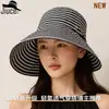 Chapéu de Sol Listrado Estilo Japonês, Novo Chapéu de Sol Versátil, Chapéu de Pescador Dobrável de Verão com Aba Larga para Proteção UV