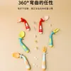 ¡Guau! Set de Cubiertos Flexibles para Suplemento Alimenticio Infantil, Tenedor y Cuchara de Cohete Hechos en Fábrica para Autoalimentación Infantil, Tenedor y Cuchara Giratorios para Bebés