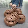 Sandalias de Madera (Clogs) de Verano Nuevo Estilo para Mujer, que Aumentan la Altura 9cm, de Moda, Sencillas, Transpirables, Antideslizantes, Engrosadas, Resistentes al Desgaste, Sandalias de Eva para Mujer