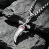 Joyería de moda europea y americana de acero de titanio, collar de cruz de diamantes y rubí, accesorios con colgante de cuerno SP754