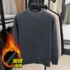 Suéter de terciopelo de visón de 650 g con cuello medio alto para hombre, nuevo estilo de invierno, forrado de felpa, engrosado, cálido, camiseta básica de punto casual