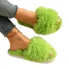 Pantuflas de algodón peludo transfronterizas para mujer, pantuflas de interior de moda para el hogar, antideslizantes y cálidas, pantuflas de punta abierta para primavera y otoño para mujer