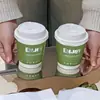 Tazas de Café Desechables de Moda con Tapas para Uso Comercial, Empaque para Llevar, Bebidas Calientes, Vasos de Papel para Té de Leche Verde, Diseño Personalizado