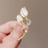 Broche de tulipán de piedra ojo de gato nuevo, pin de temperamento de nicho senior, exquisito pin para traje, suéter, accesorios, ramillete
