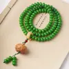 Flor flotante de Dunhuang Jade Blanco Raíz de Bodhi DIY Envejecimiento Grasa Manzana Cuentas sueltas Hombres y Mujeres Pulsera de doble anillo Pulsera Cuentas de Buda Venta al por mayor