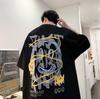 Camiseta de manga corta para hombre, estilo americano de verano, con estampado de grafiti de calle, informal, holgada, a la moda, combinable con todo, de media manga.