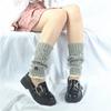 Outono e Inverno Novo Conjunto de Meias de Renda com Botão de Folha de Lã Tricotada para Mulher Conjuntos Frescos Pequenos de Meias para Botas de Bezerro Trendy