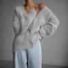 Comercio Exterior Transfronterizo Cárdigan de Punto Imitación Mink Europeo y Americano para Mujer 2026 Otoño e Invierno Nuevo Estilo Suelto y Holgado Chaqueta Suéter de Manga Larga