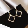 925 Agulha de Prata Preto Redondo Brincos de Strass Novo Estilo Personalidade Coreana Elegante All-match Cristal Preto Brincos Simples para Mulheres
