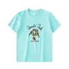 Camiseta de Manga Corta de Algodón Puro para Mujer con Estampado Divertido de Pato de Dibujos Animados, Estilo Nuevo de Verano, Hombro Derecho, Cuello Redondo, Top Casual Versátil