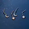 Brincos Elegantes de Prata S925 Nalan Estilo Coreano Doce Cravejados com Diamantes Lua Estrela Brilhante Brincos Frescos Lote M00462