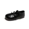 Zapatos pequeños de cuero de color liso estilo coreano con lazo, zapatos de princesa a la moda, nueva colección otoño 2026, planos de suela suave para niñas pequeñas