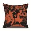 Funda de almohada de lino para Halloween, funda de cojín para reposacabezas impresa