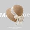 Sombrero de Paja de Ala Ancha de Nueva Llegada 2025 Sombrero de Sol con Lazo de Encaje para Mujer para Protección Solar en la Playa y Viajes Sombrero de Playa Pequeño y Fresco