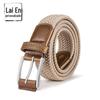 Novo cinto casual masculino de lona de couro bovino com fivela de pino Cinto elástico feminino trançado cinto tático para atividades ao ar livre personalização