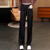 Pantalones rectos casuales elegantes para mujer, nuevo estilo otoño e invierno 2026, de cintura alta, forrados de felpa, adelgazantes, versátiles, pantalones largos de corte holgado para salir