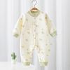2024 Ropa de una pieza cálida de algodón puro para bebé recién nacido, estilo otoño e invierno, sin costuras, de tres capas, linda y adorable