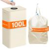 Caixa de Armazenamento para Reciclagem de Cozinha de 100 Litros Cesta de Armazenamento Doméstica para Garrafas e Potes de Plástico Vidro com Tampa Cesta para Garrafas Caixa de Armazenamento Dobrável